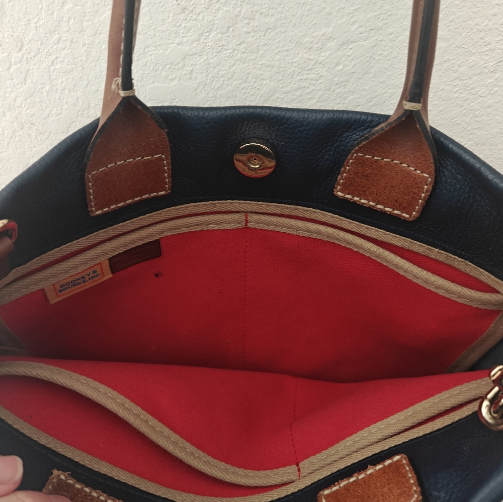 Dooney & Bourke Blue Pebble Leather Tassel Tote Crossbody Handbag - Picture 3 of 3